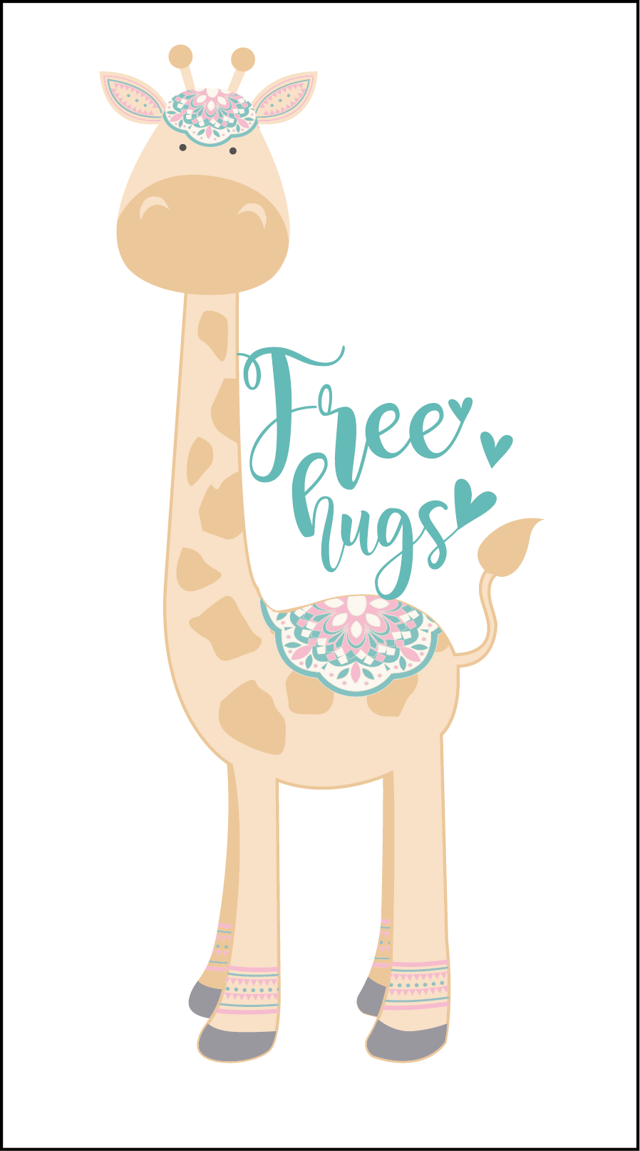 Giraffe- Free Hugs- Boho Newborn Sleep Gown