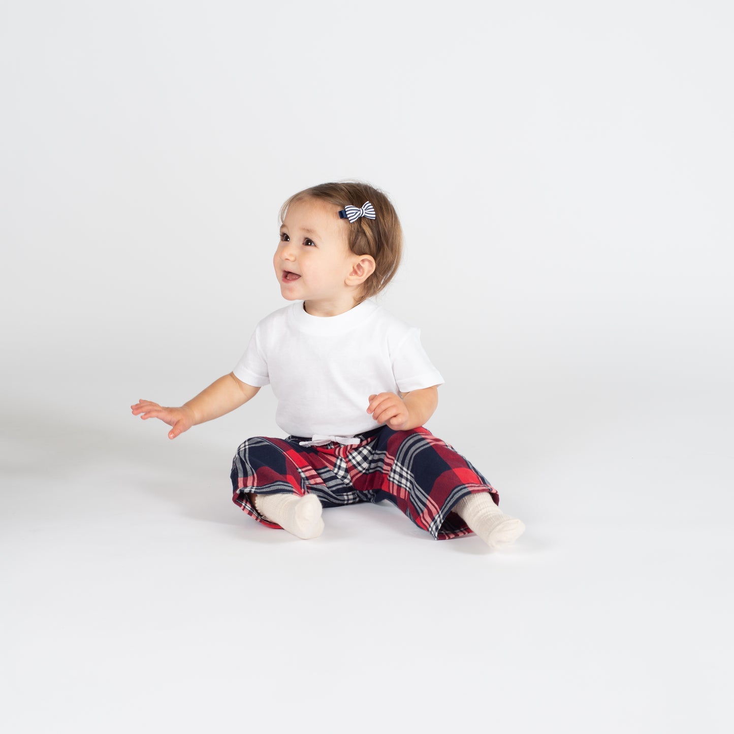 Toddler/ Newborn Pjs- White/Pink Check