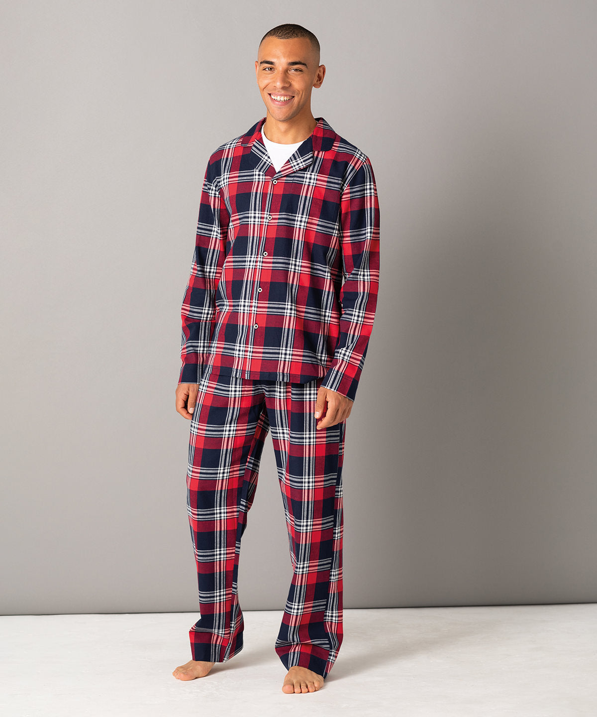 Men's Tartan Lounge Set-Red/Navy Check