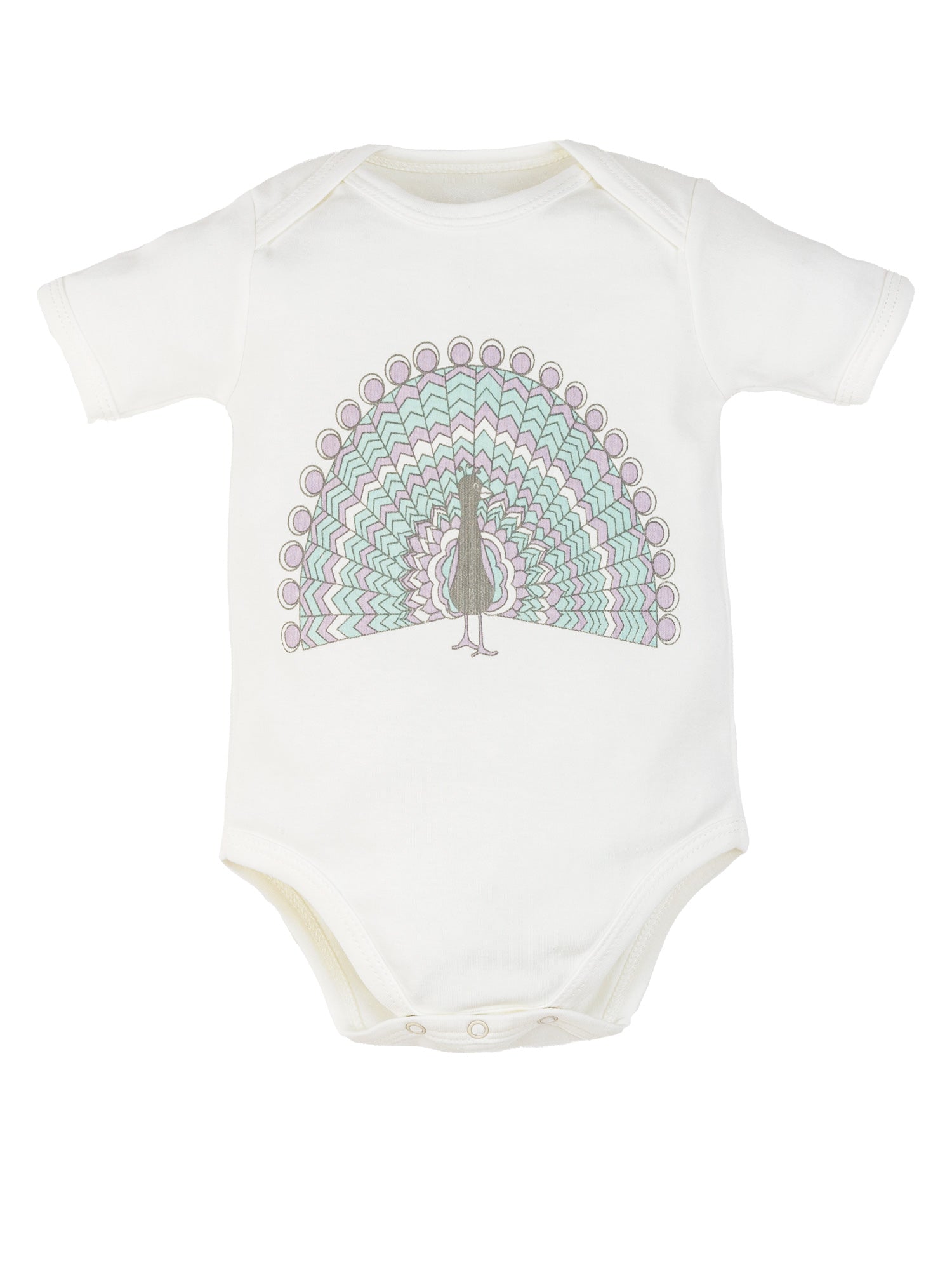 Peacock Short-sleeves Bodysuits-infant sleep suit