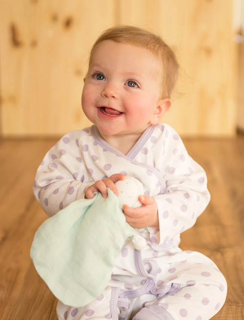 lavender-dotted Footie-Side Snap