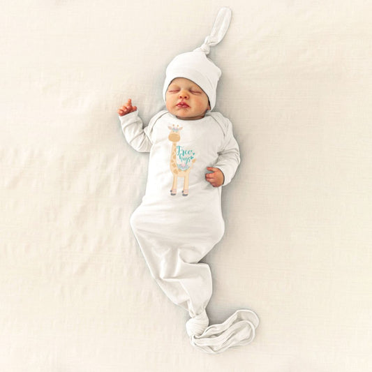 Giraffe- Free Hugs- Boho Newborn Sleep Gown