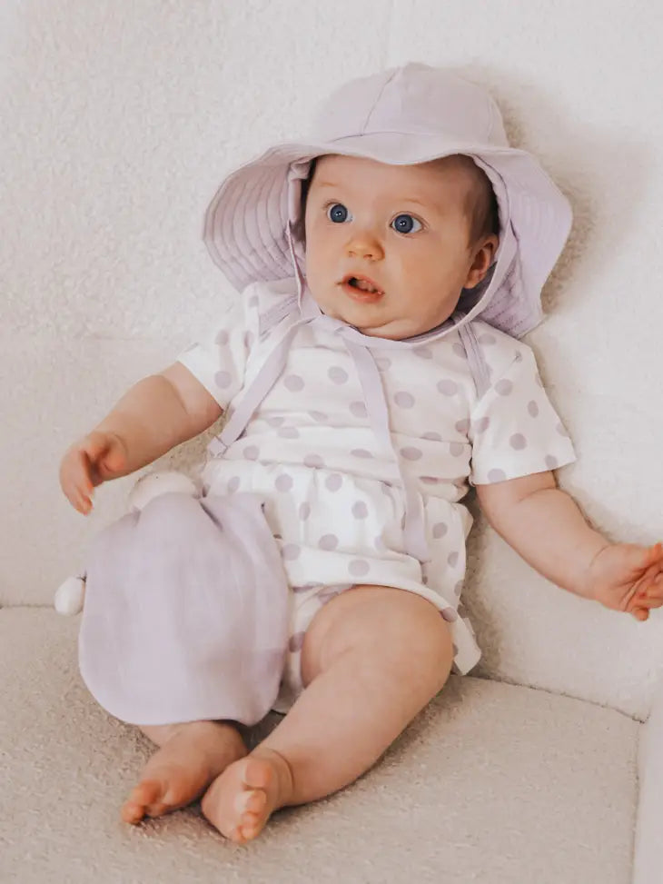 Summer time Skirted Bodysuit - Lavender Dot
