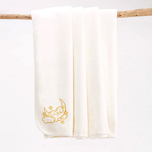sleeping baby embroidered Blanket made of Egyptian organic cotton with extra soft feeling