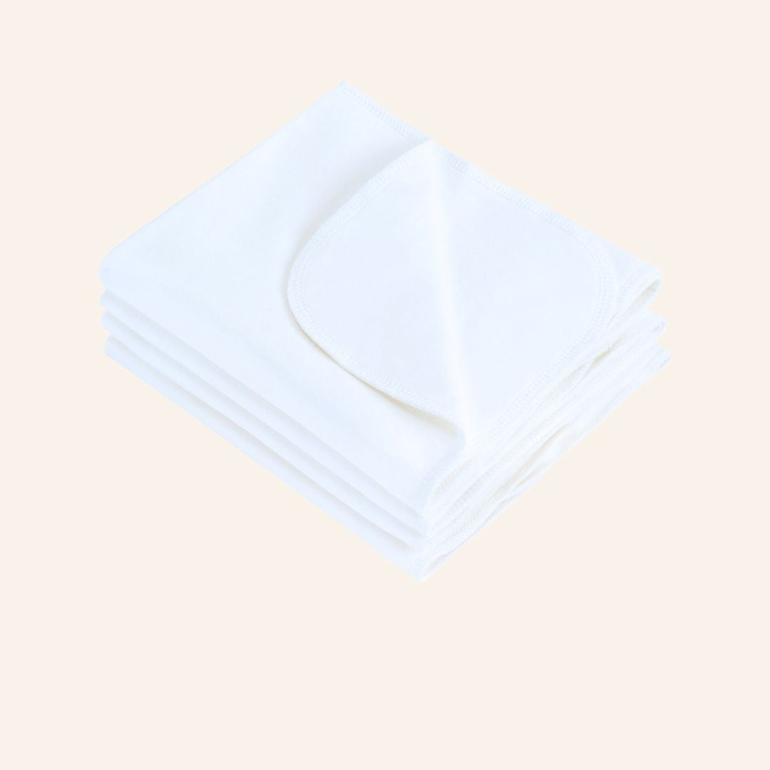 White Organic Burp Cloths - Pack of 4