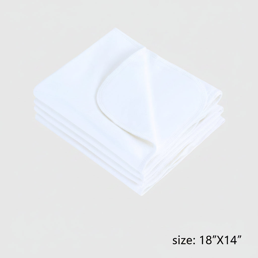 White Organic Burp Cloth for Sensitive Skin made from 100% GOTS-certified organic Egyptian cotton, pack of four by Prima Cotton.