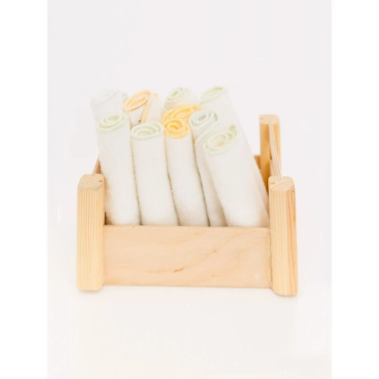 Stack of Organic Baby Washcloth for Sensitive Skin neatly presented in a premium gift box.